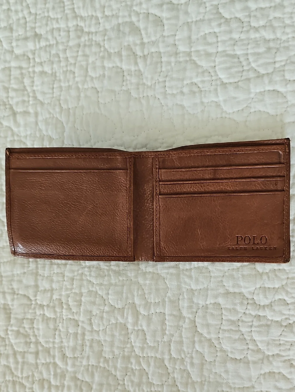 🟫HP🟫Vintage Polo Ralph Lauren Men's Pebbled Leather Bifold Wallet Pony Logo